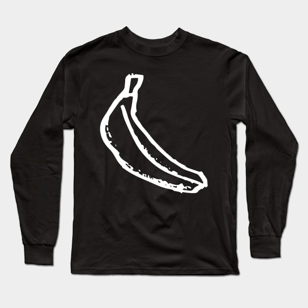 Banana Doodle White Long Sleeve T-Shirt by Mijumi Doodles